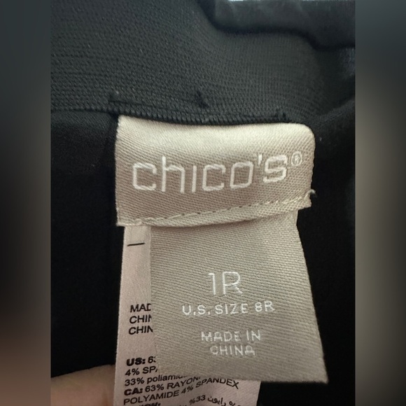 Chico’s Black Leggings Elastic Waist Size 1R (8 R) Casual - Picture 4 of 6
